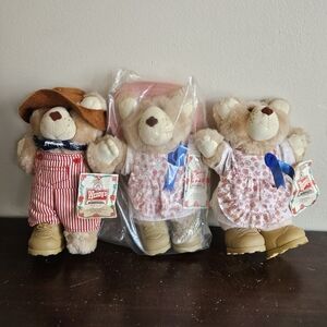 Wendy's Furskins Teddy Bear Plush 1986 Vintage 7" Lot of 3 One New.